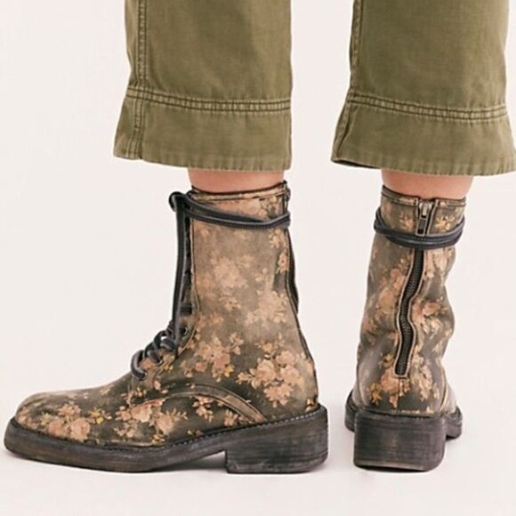 Free People Santa Fe Floral Lace Up Combat Boot - Picture 1 of 8